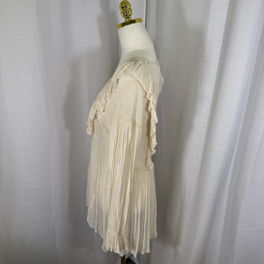 NWOT Maeve Anthropologie Ruffle Wynn Metallic Stripe Boho Peasant Flowy Size 4 - Picture 5 of 14